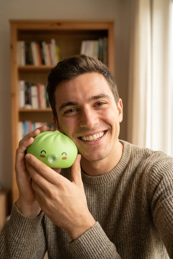 Dumpling Squishy Matcha Vert Rare Blow cerca de la cara