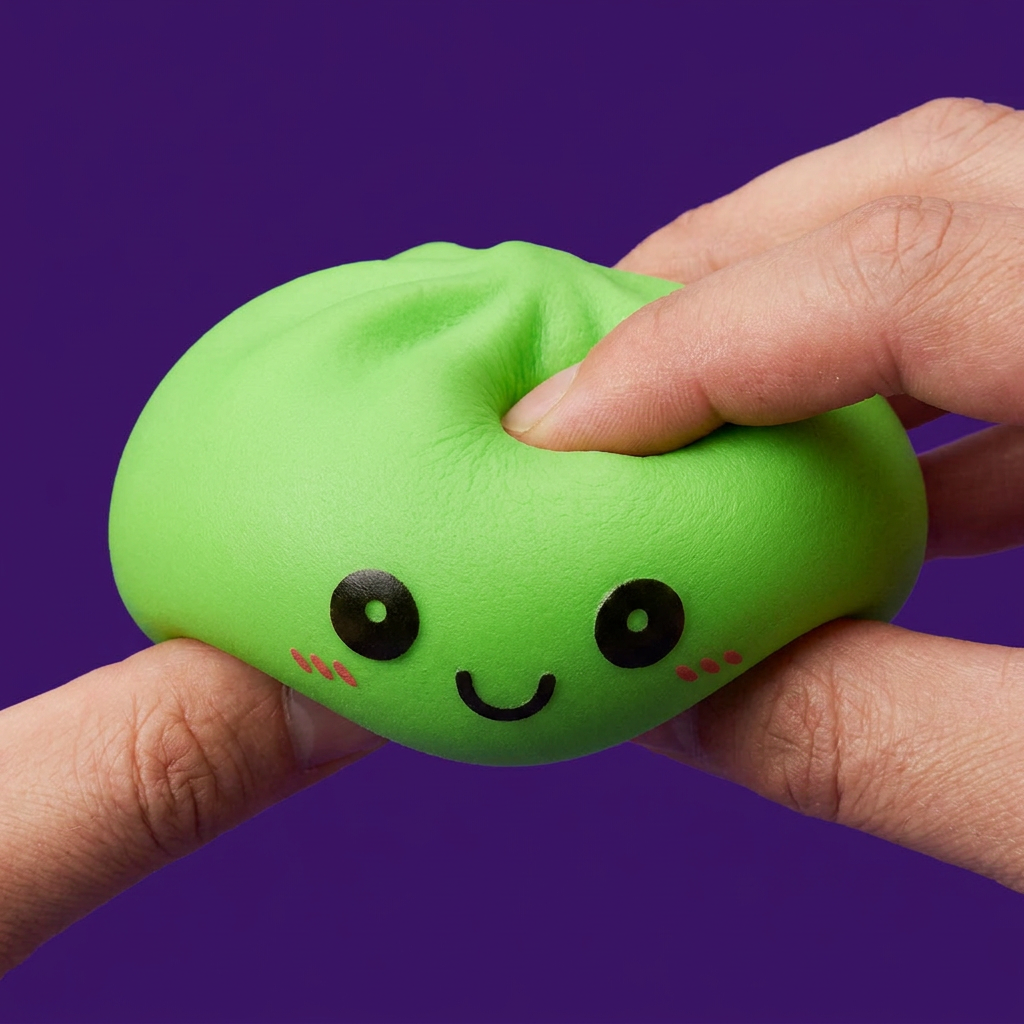 Dumpling Squishy Luz Nocturna Verde — efecto slow-rise, la espuma recupera su forma