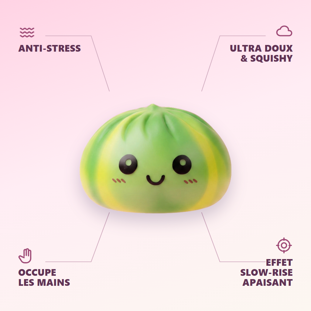 Squishy Dumpling Tie Dye Verde Remolino — antiestrés, ultra blando, efecto slow-rise