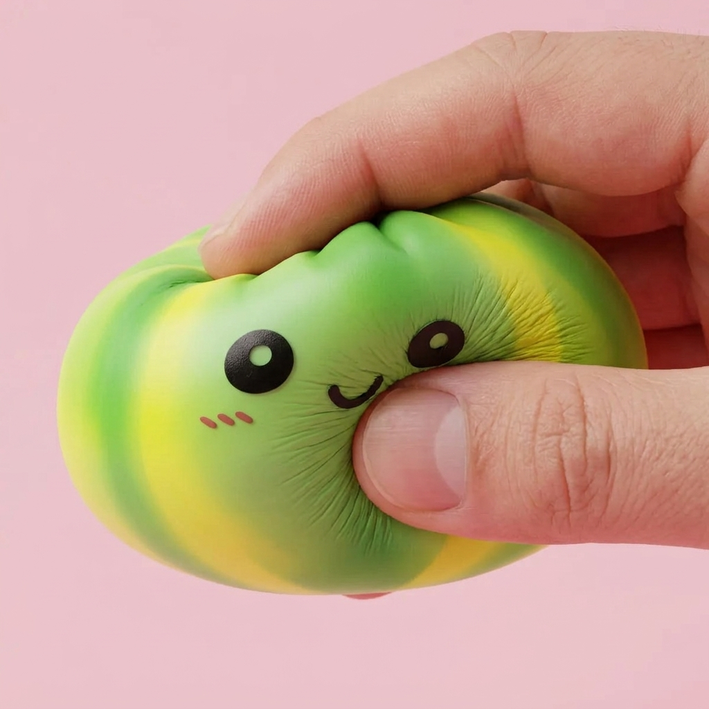 Squishy Dumpling Tie Dye Verde Remolino — efecto slow-rise, la espuma recupera su forma