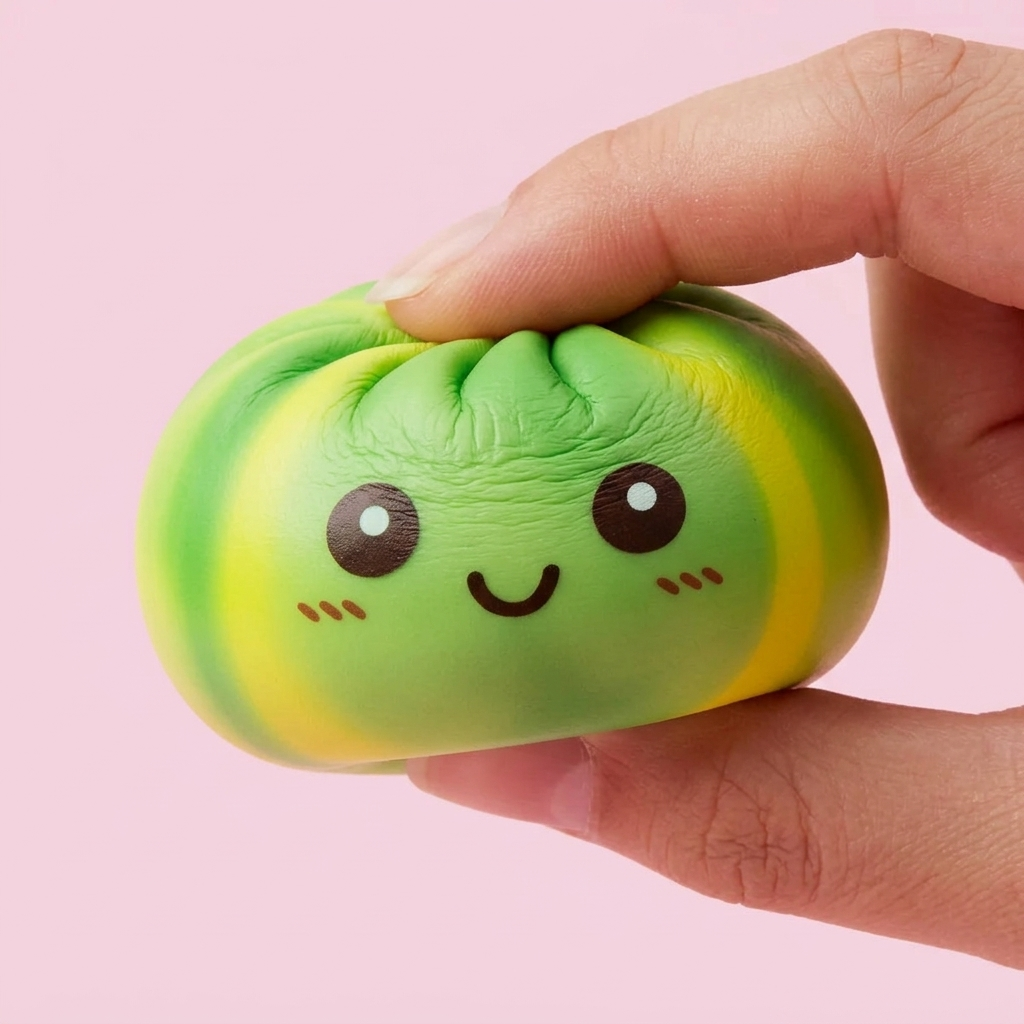 Squishy Dumpling Tie Dye Verde Remolino apretado, material squishy