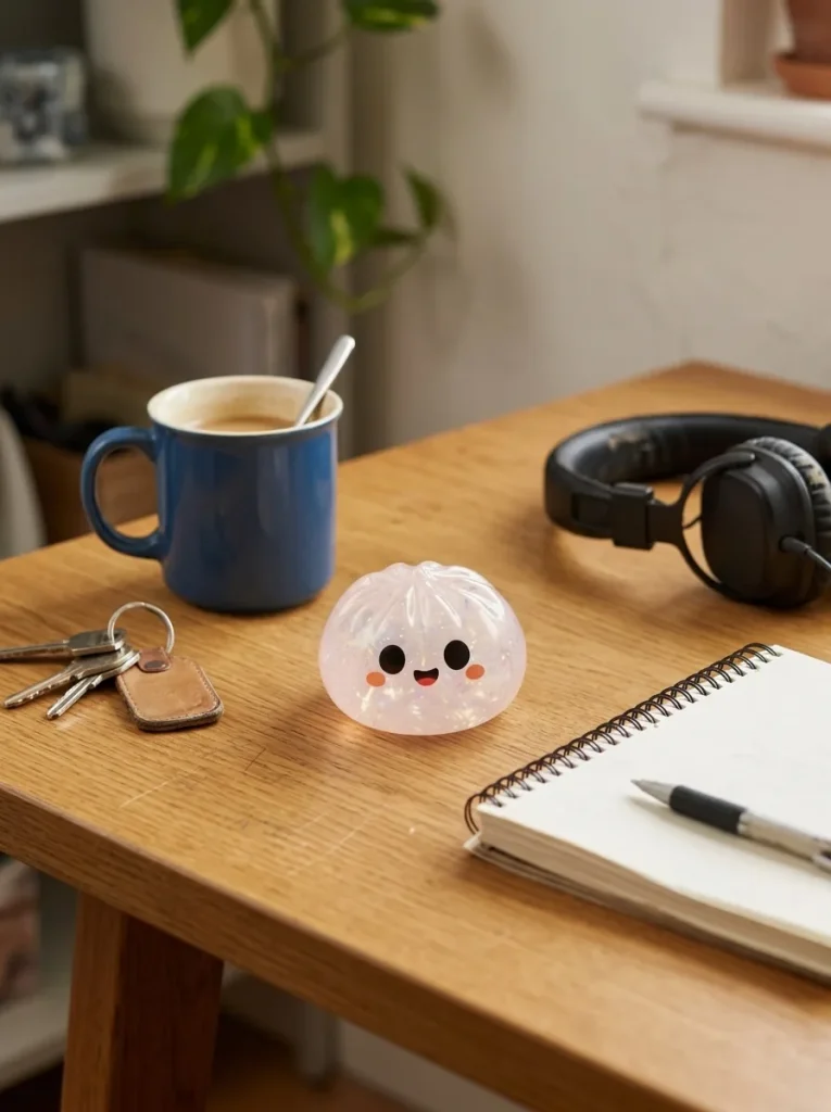 Dumpling Squishy Halloween Set de 5 Diseños en un escritorio
