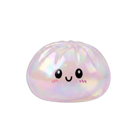 Holographic Dumpling Squishy Iridiscente — squishy antiestrés slow-rise kawaii