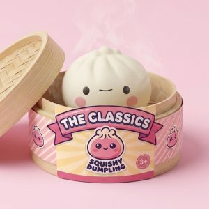 Dumpling Squishy Mystery Kawaii Japonés Blind Box 12 en su cesta de vapor de bambú