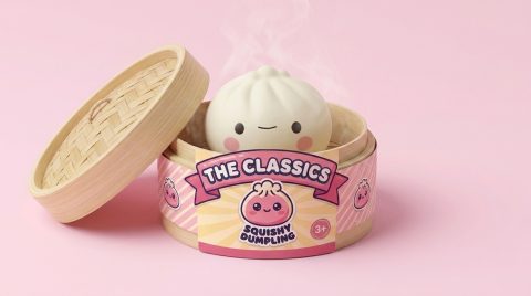 Dumpling Squishy Mystery Kawaii Japonés Blind Box 12 en su cesta de vapor de bambú