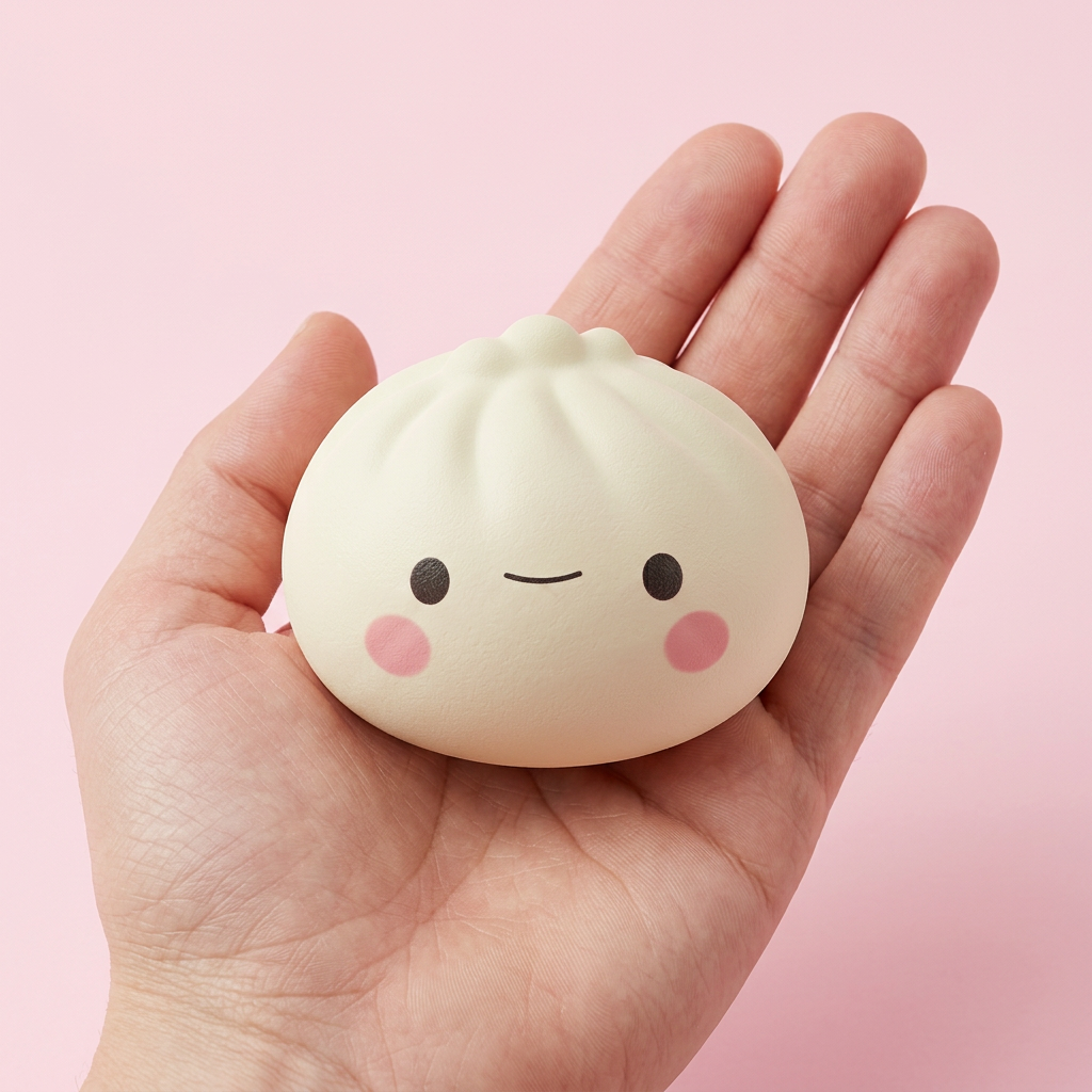 Dumpling Squishy Mystery Kawaii Japonés Blind Box 12 en la mano, tamaño real