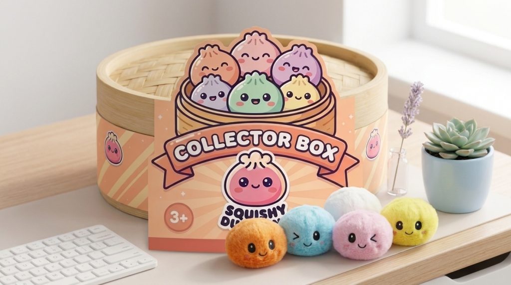 Dumpling Squishy Llavero Peluche X6 en un ambiente de escritorio