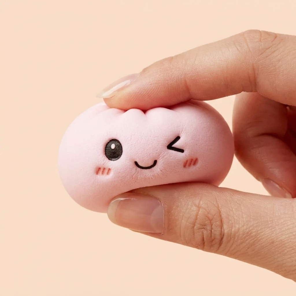 Dumpling Squishy Llavero Peluche X6 — efecto slow-rise, la espuma recupera su forma