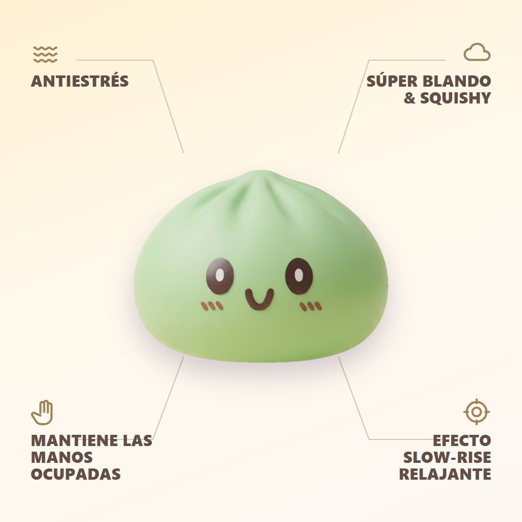 Giant Dumpling Squishy Verde Jumbo — antiestrés, ultra blando, efecto slow-rise