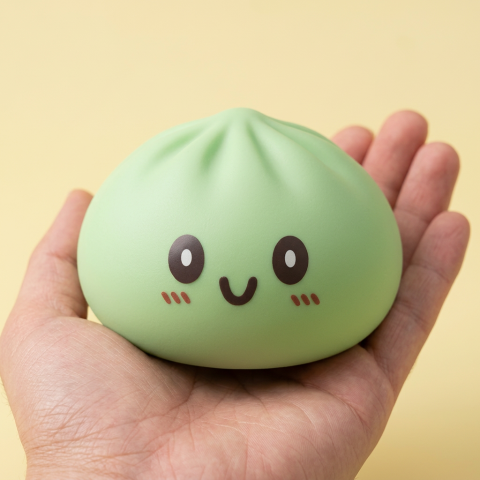 Giant Dumpling Squishy Verde Jumbo en la mano, tamaño real