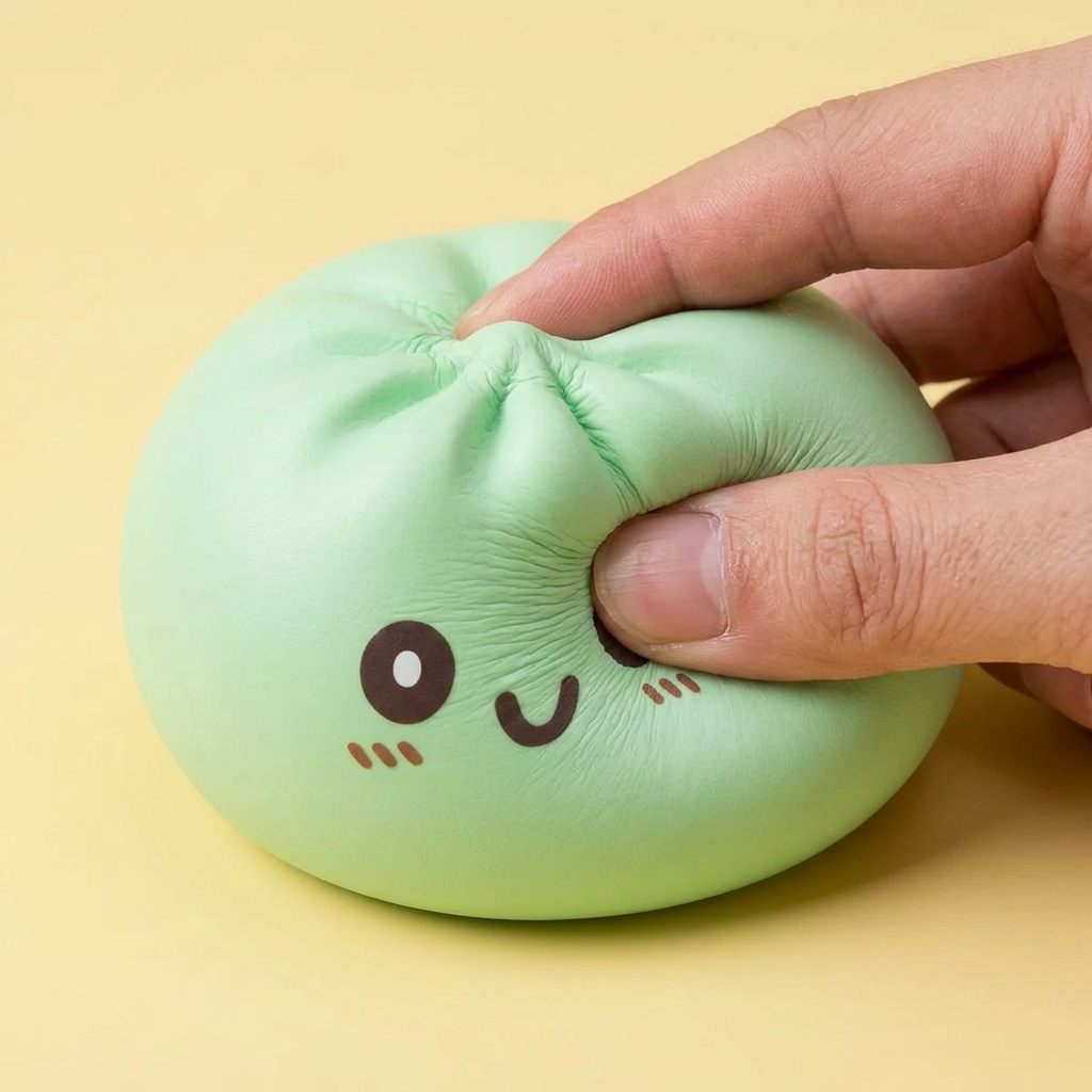 Giant Dumpling Squishy Verde Jumbo — efecto slow-rise, la espuma recupera su forma
