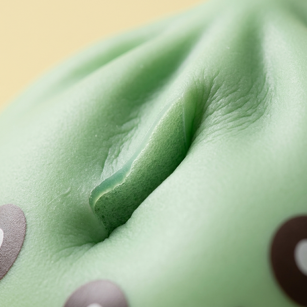 Giant Dumpling Squishy Verde Jumbo — primer plano macro de la textura