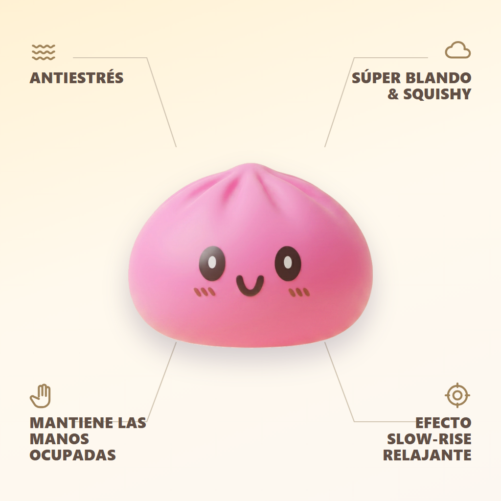 Giant Dumpling Squishy Rosa — antiestrés, ultra blando, efecto slow-rise