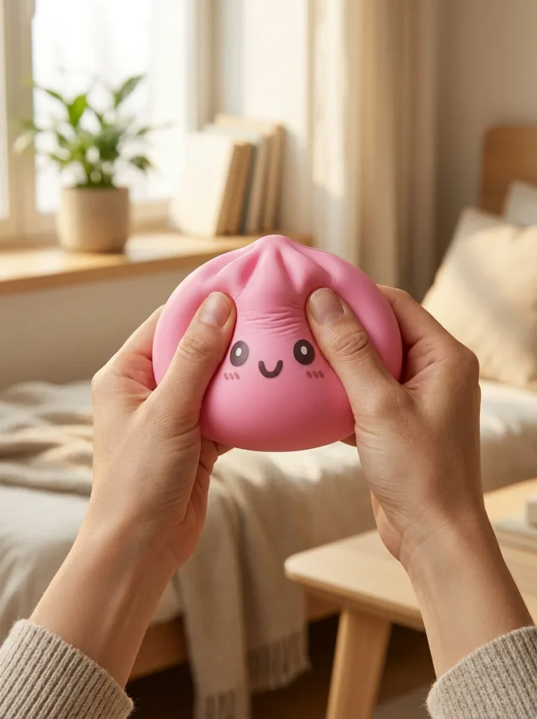 Giant Dumpling Squishy Rosa apretado entre los dedos