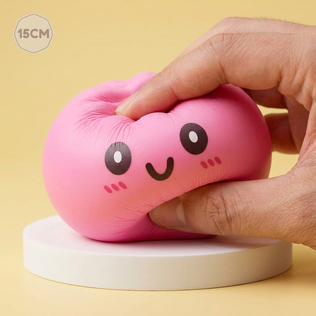 Giant Dumpling Squishy Rosa — efecto slow-rise, la espuma recupera su forma