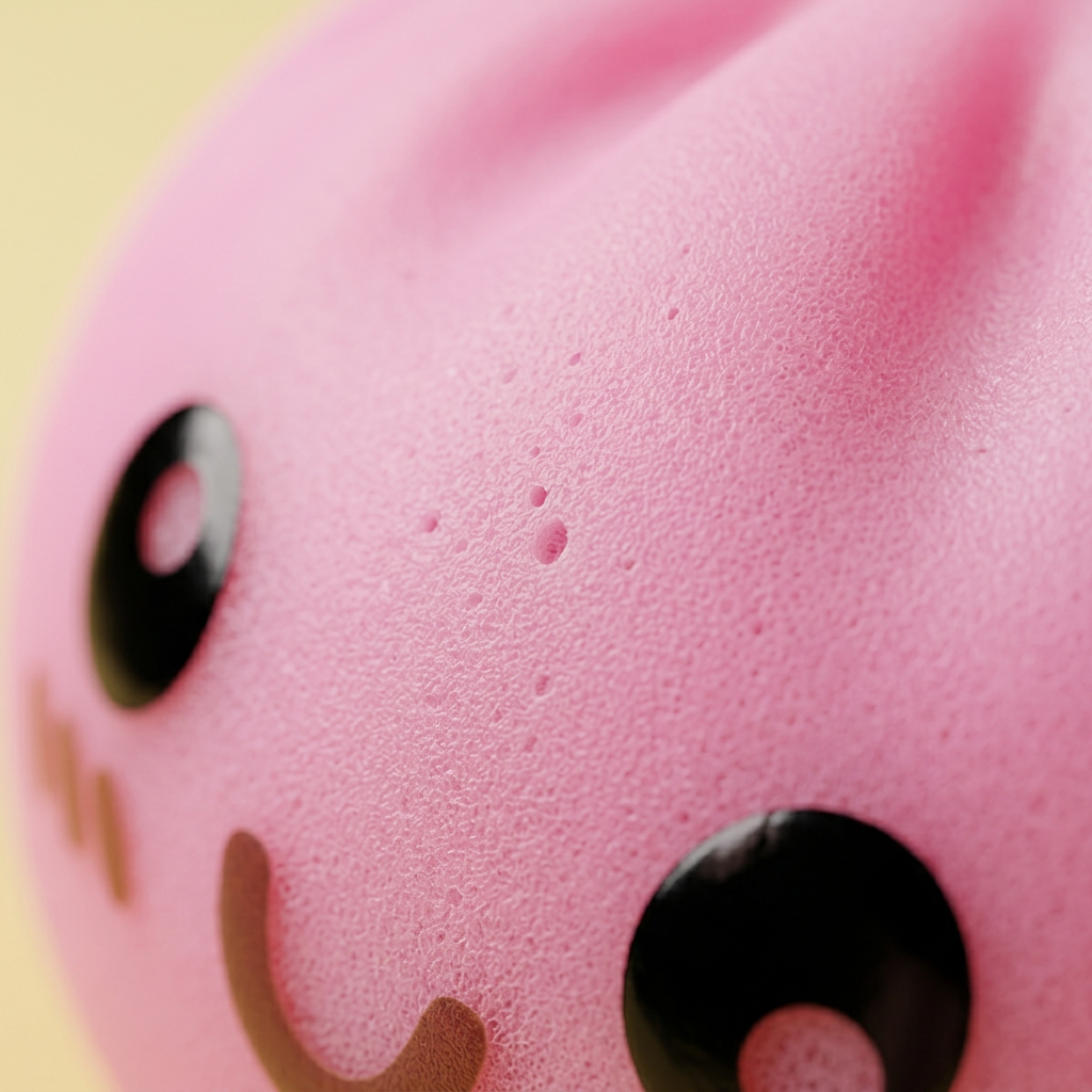 Giant Dumpling Squishy Rosa — primer plano macro de la textura