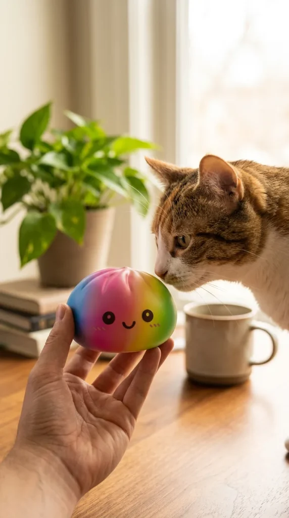 Rainbow Dumpling Squishy Gigante 15 cm y un animal