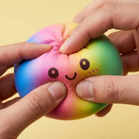 Rainbow Dumpling Squishy Gigante 15 cm — efecto slow-rise, la espuma recupera su forma