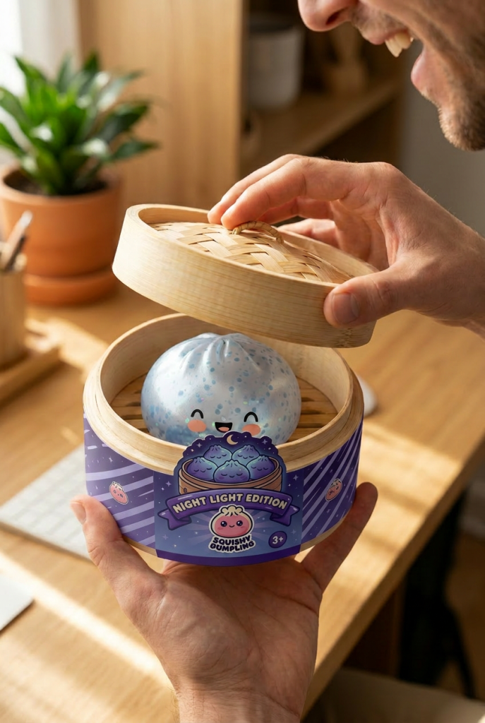 Unboxing de Dumpling Squishy Sparkle Azul Glaciar