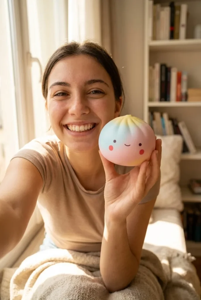 Dumpling Squishy Blind Box Mini x24 cerca de la cara