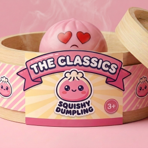 Mini Dumpling Squishy Kawaii Sorpresa en su cesta de vapor de bambú