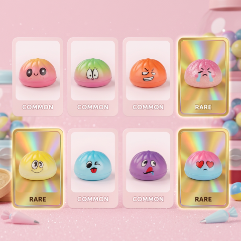 Mini Dumpling Squishy Kawaii Sorpresa — tabla de rarezas (común, raro, ultra raro)