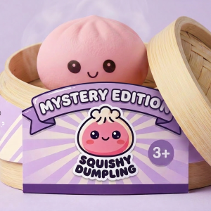 Mini Dumplings Squishy Mystery Sorpresa en su cesta de vapor de bambú