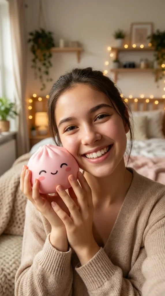 Mini Dumplings Squishy Mystery Sorpresa cerca de la cara
