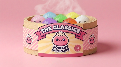 Mini Dumpling Squishy Azúcar con Cesta de Bambú en su cesta de vapor de bambú