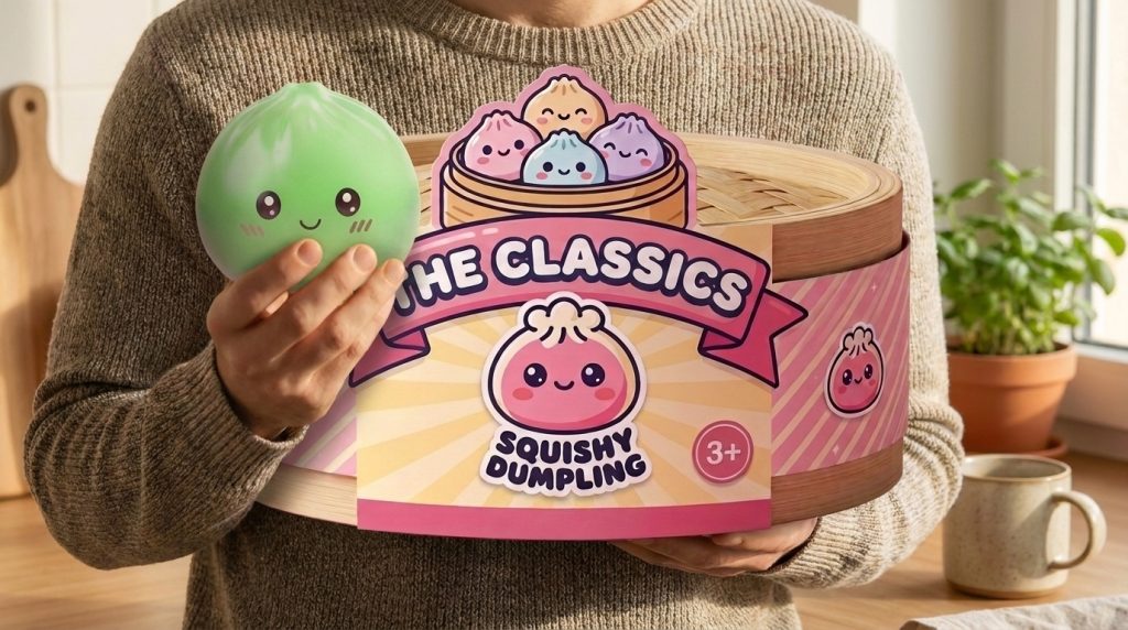 Mini Dumpling Squishy Azúcar con Cesta de Bambú con su cesta de vapor de bambú