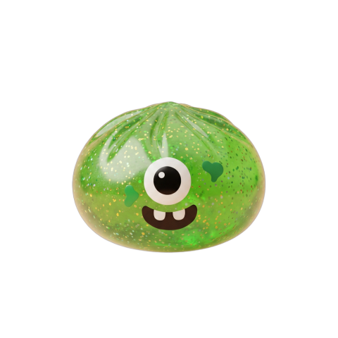 Squishy Dumpling Monster Halloween Verde Glitter — squishy antiestrés slow-rise