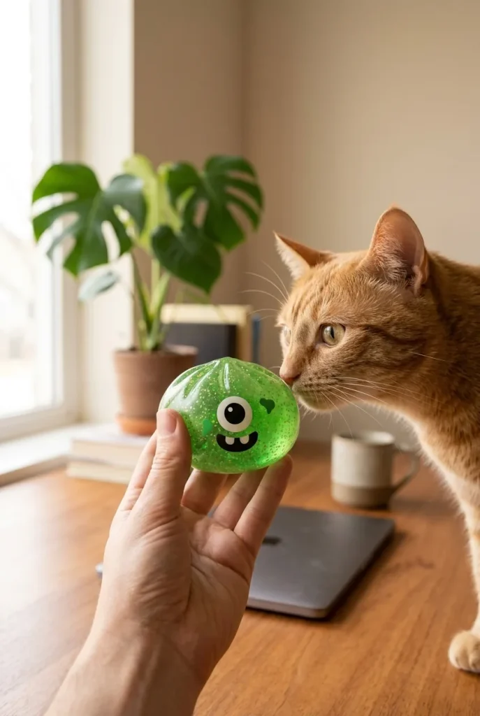 Squishy Dumpling Monster Halloween Verde Glitter y un animal