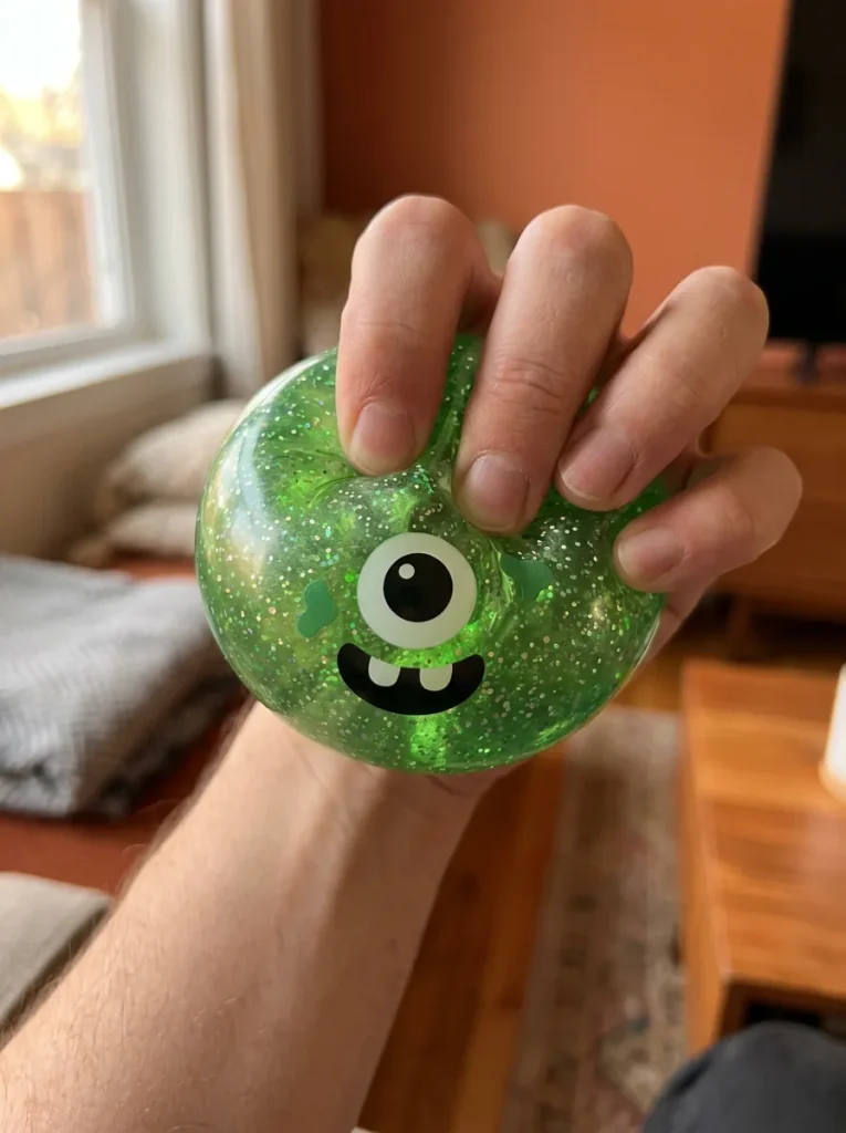 Squishy Dumpling Monster Halloween Verde Glitter apretado entre los dedos