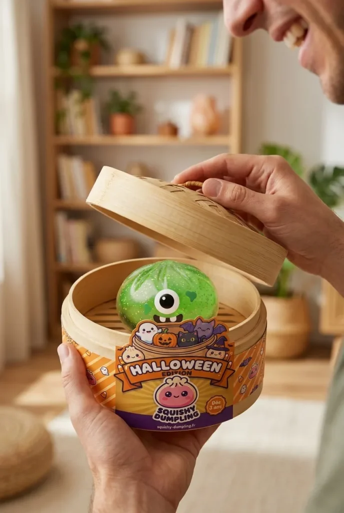 Unboxing de Squishy Dumpling Monster Halloween Verde Glitter