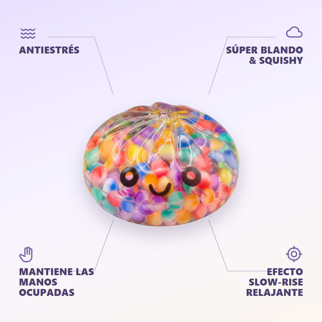 Mystery Dumpling Squishy Burbuja Dulce — antiestrés, ultra blando, efecto slow-rise