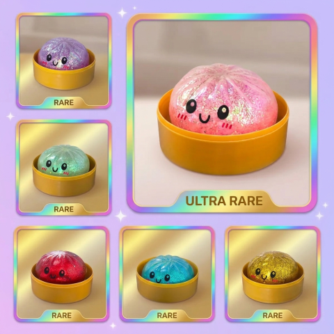 Dumplings Squishy Glitter Sorpresa — tabla de rarezas (común, raro, ultra raro)
