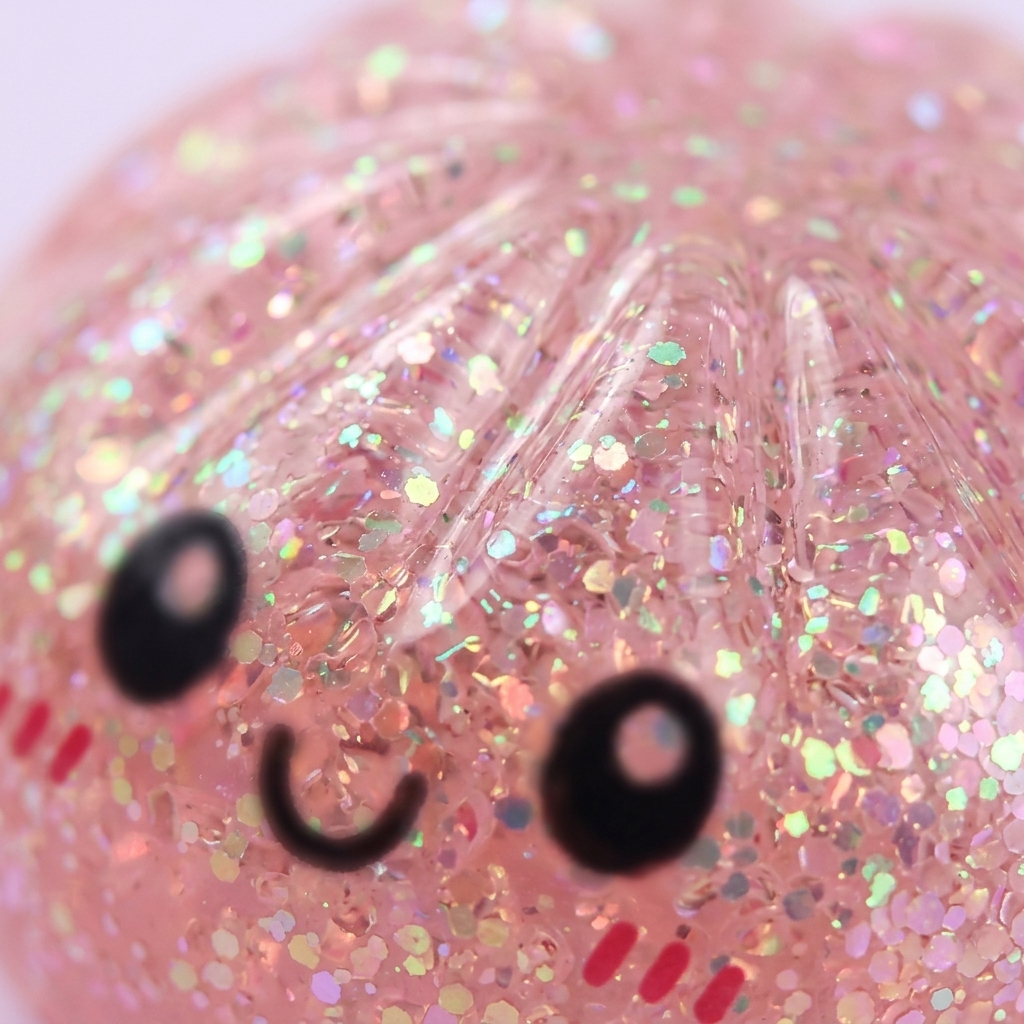 Dumplings Squishy Glitter Sorpresa — primer plano macro de la textura