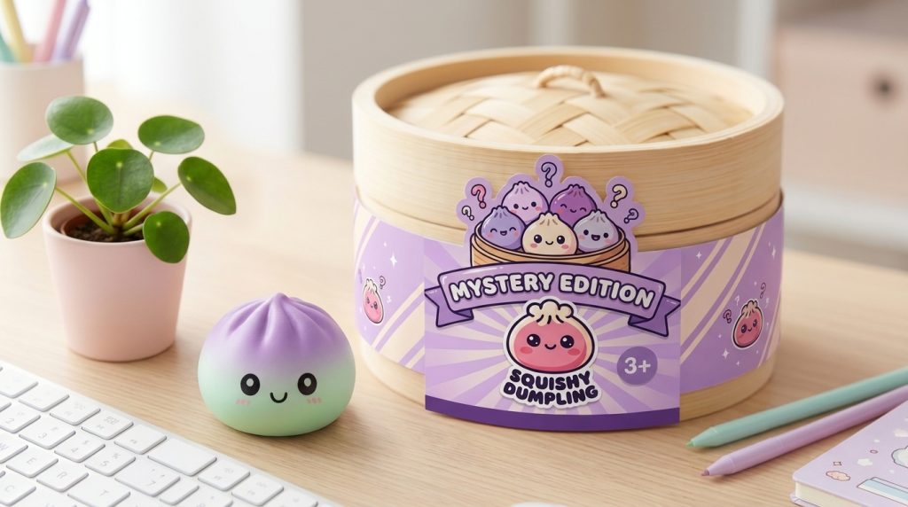 Dumpling Squishy Ombre Mystery Degradado en un ambiente de escritorio