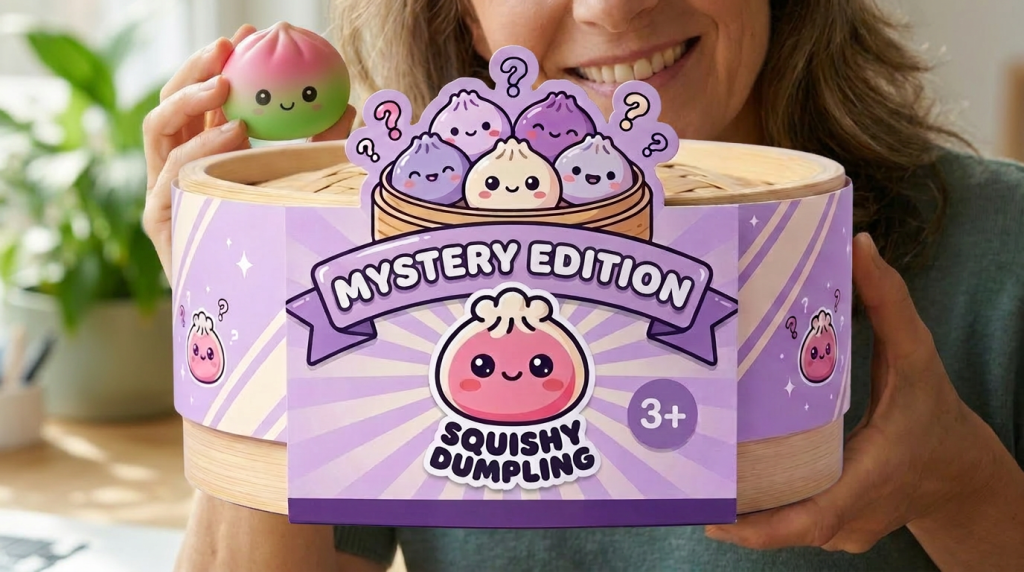 Dumpling Squishy Ombre Mystery Degradado con su cesta de vapor de bambú