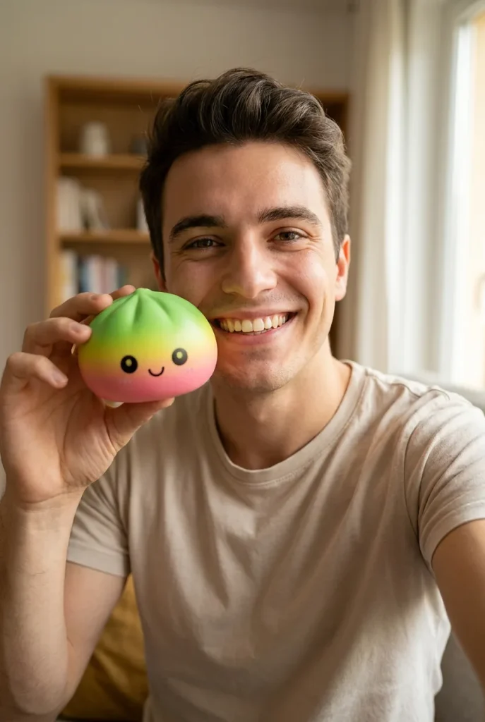 Dumpling Squishy Ombre Mystery Degradado cerca de la cara