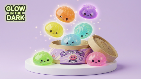 Dumpling Squishy Mystery Glow in the Dark con Purpurina — squishy antiestrés slow-rise