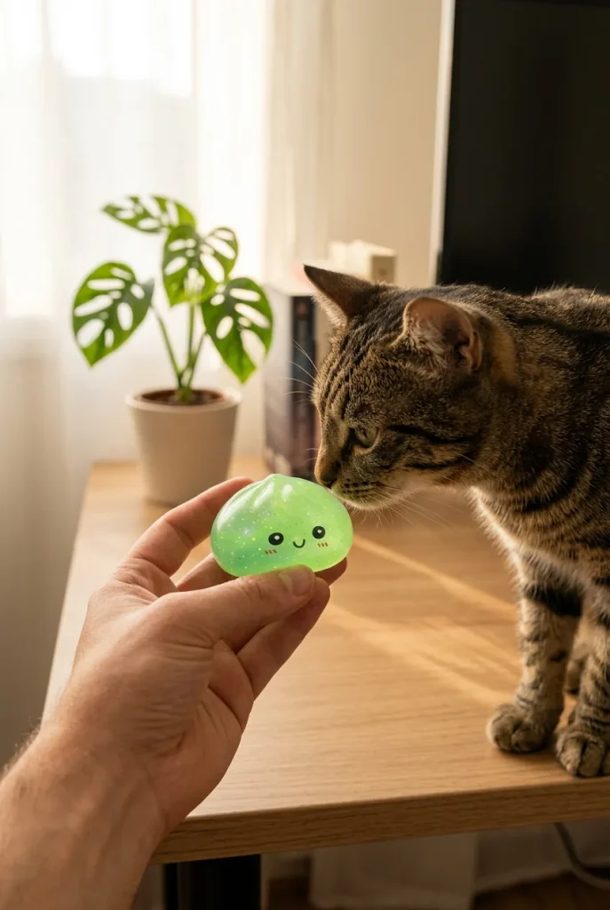 Dumpling Squishy Mystery Glow in the Dark con Purpurina y un animal