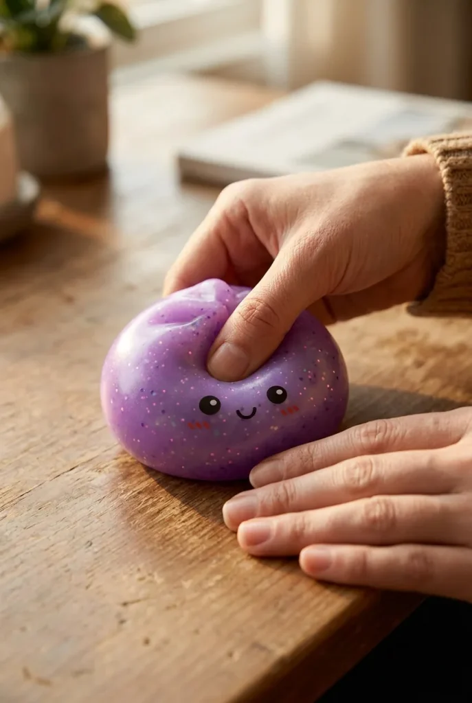 Dumpling Squishy Mystery Glow in the Dark con Purpurina apretado entre los dedos