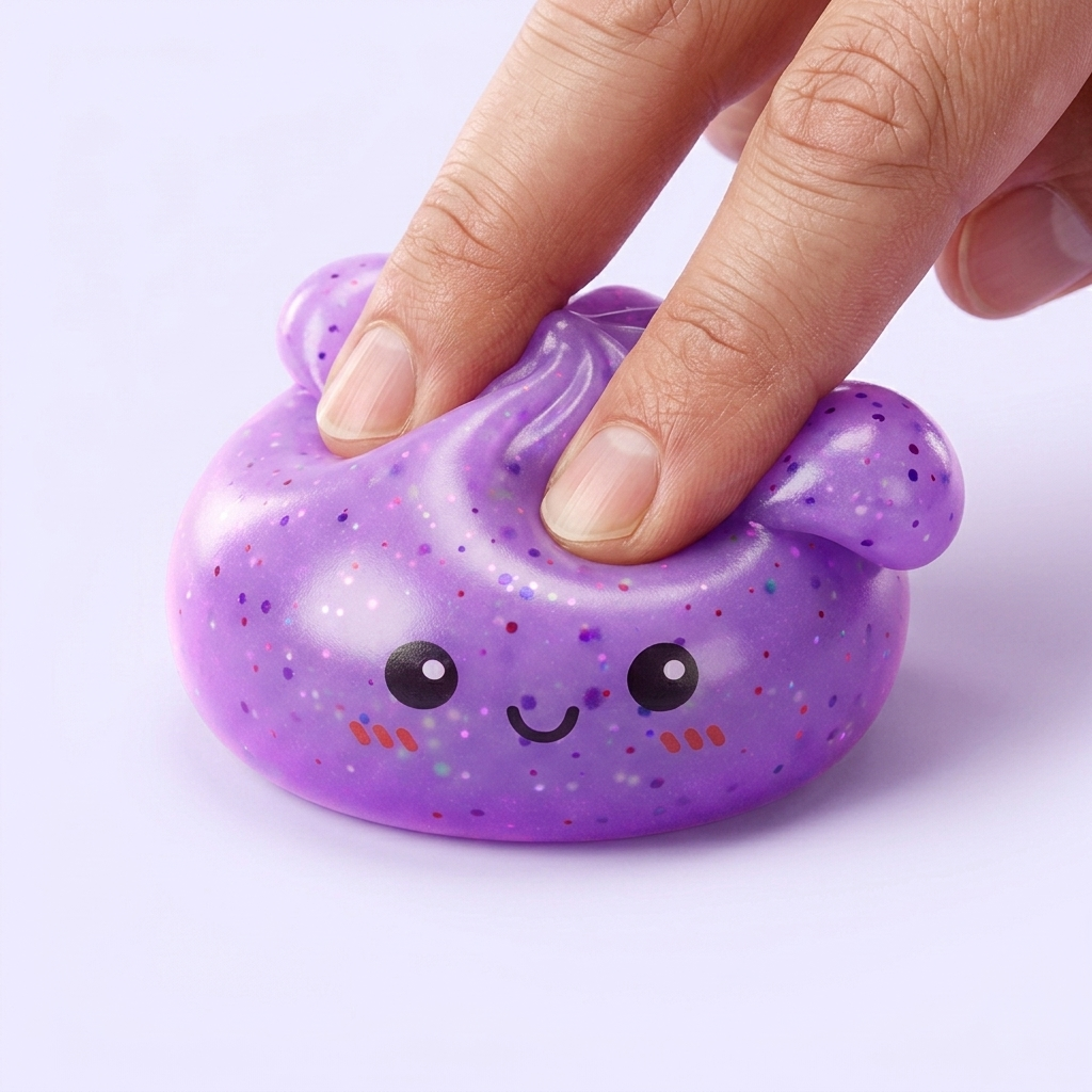 Dumpling Squishy Mystery Glow in the Dark con Purpurina — efecto slow-rise, la espuma recupera su forma