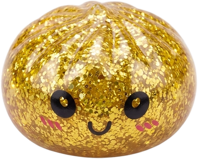 Squishy Dumpling Mystery Glitter Mini Set Bambú — squishy solo, tamaño real