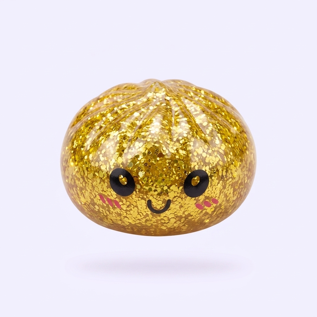 Squishy Dumpling Mystery Glitter Mini Set Bambú — el squishy raro de la caja sorpresa