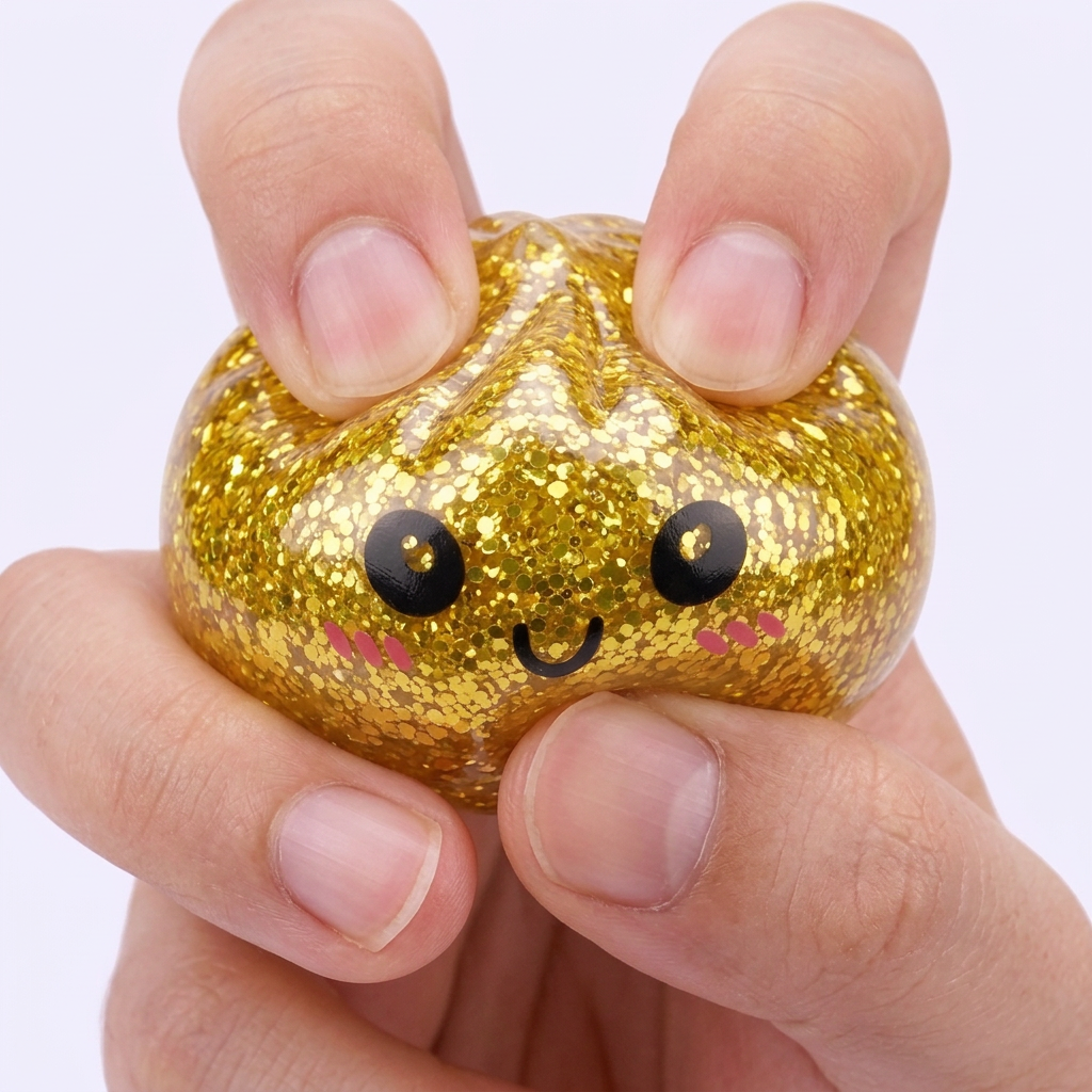 Squishy Dumpling Mystery Glitter Mini Set Bambú — efecto slow-rise, la espuma recupera su forma