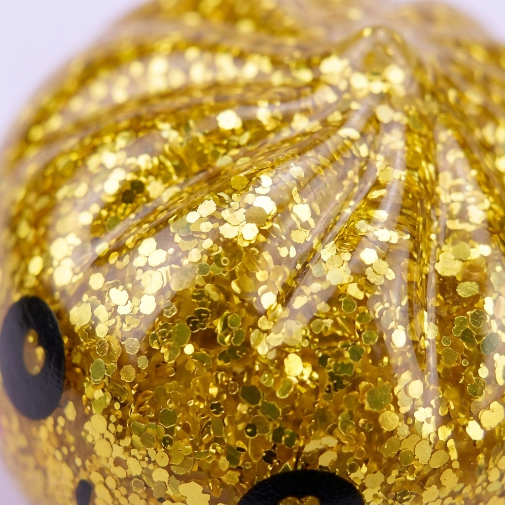 Squishy Dumpling Mystery Glitter Mini Set Bambú — primer plano macro de la textura