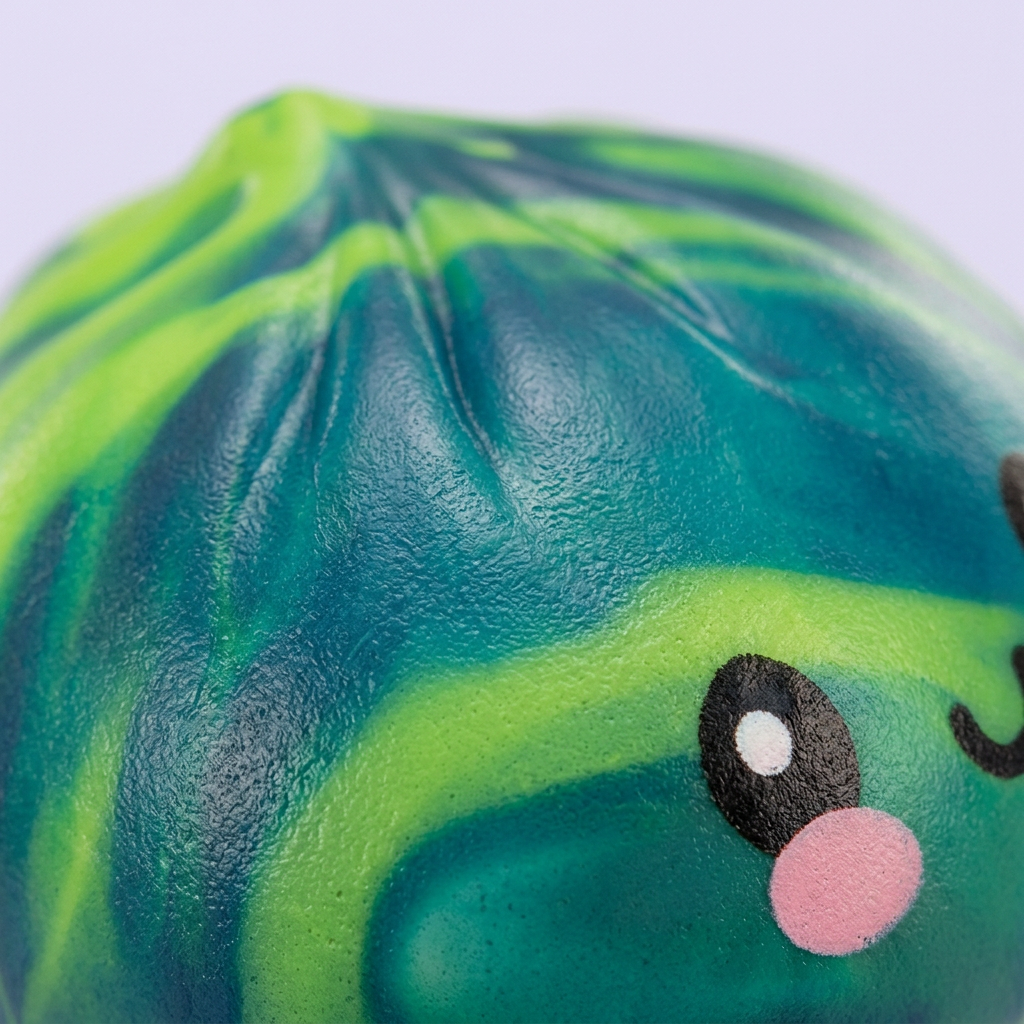 Dumpling Squishy Mystery Tie Dye Mini — primer plano macro de la textura