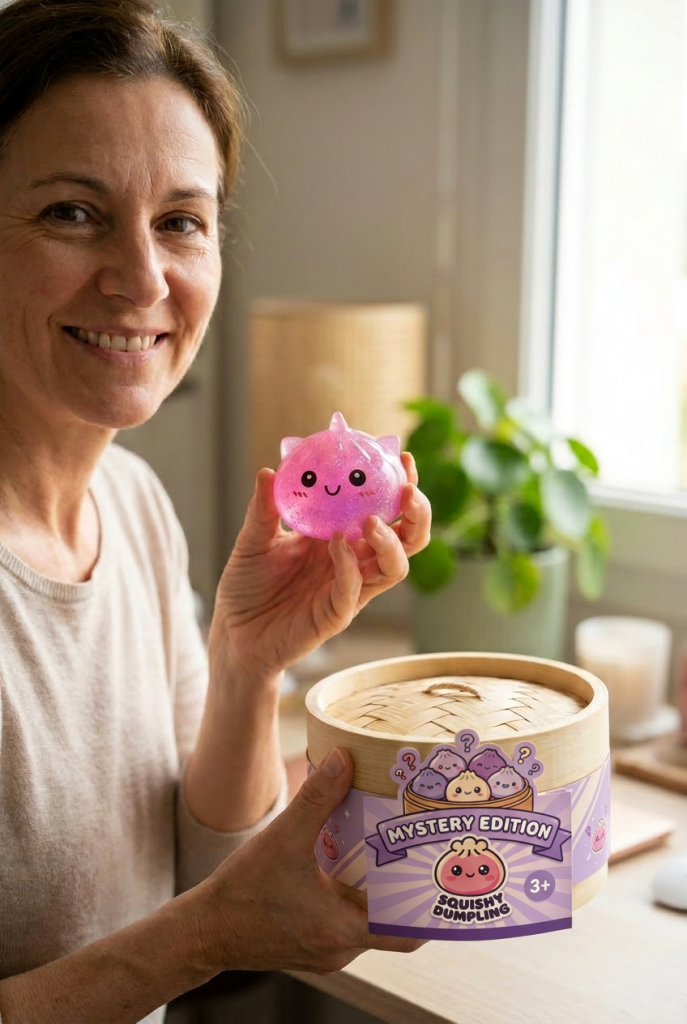 Dumpling Squishy Unicornio Mystery Mini con su cesta de vapor de bambú